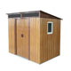 6x5 FT Metal Storage Shed Window Transparent Panel Floor Frame Sloped Roof Coffee