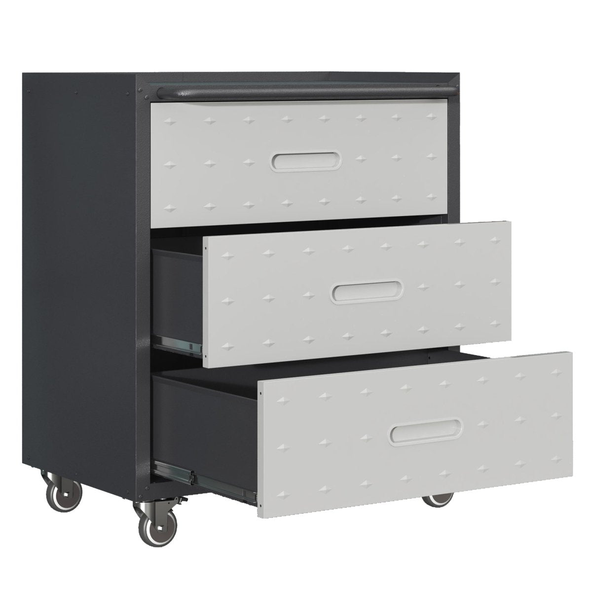 Heavy - Duty Metal Storage Cabinet with Wheels - 3 Drawer Tool Cabinet for Garage, Office, and Home Organizer Solutions, Black/Gray - HomeDIYer