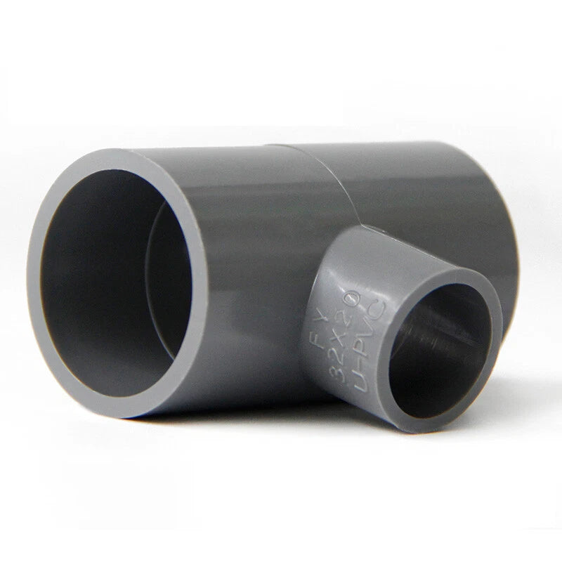 Reducing Tee Connectors PVC Plastic Pipe Fittings Connector I.D. 20mm-200mm Grey