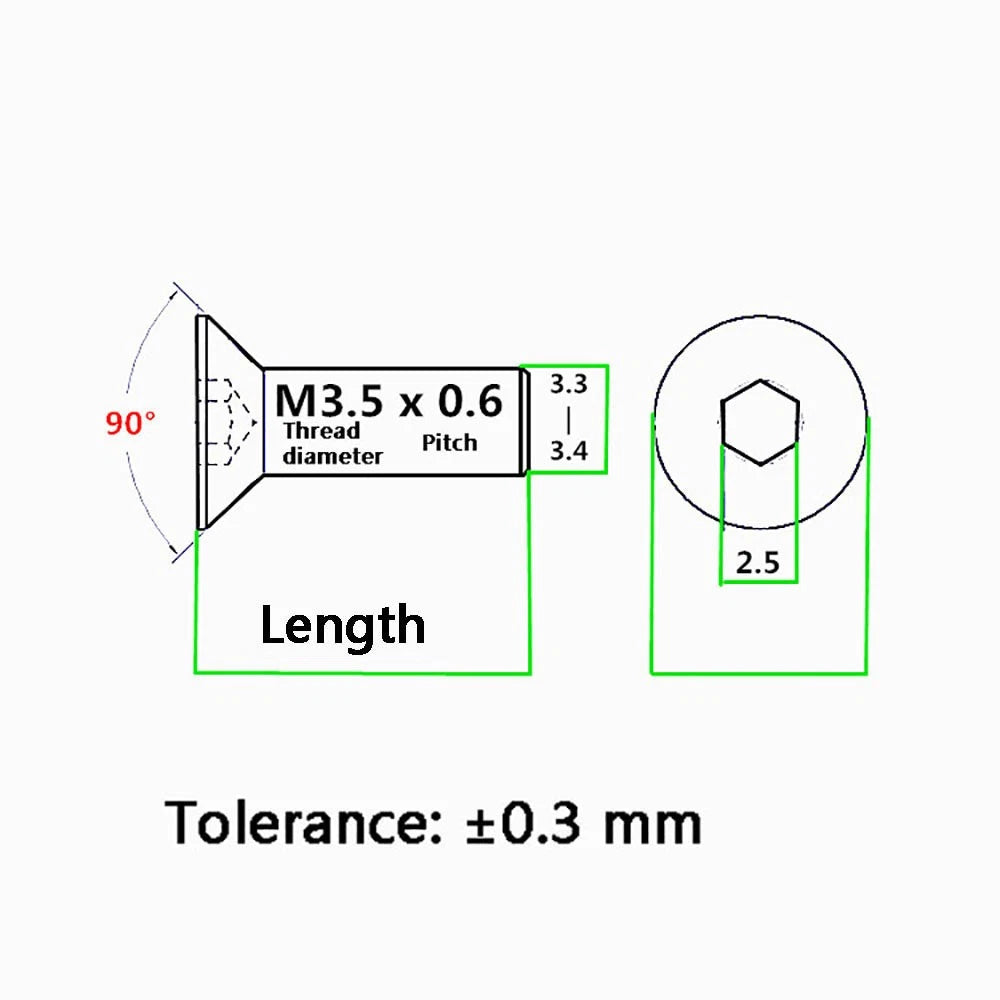 M3.5 / M4 Countersunk Hex Socket Screws — Anodized Aluminum Alloy, 10 Colors