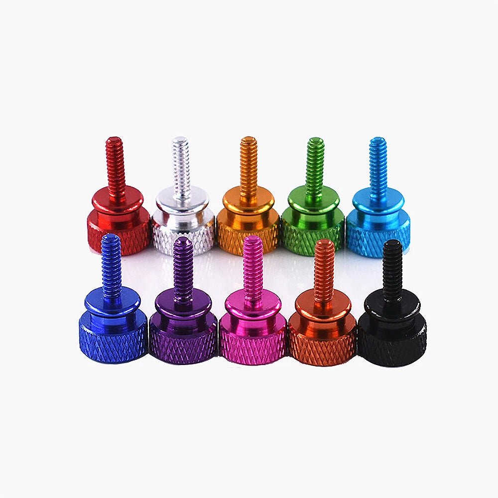 UNC 6 - 32 x 12mm Flat Head Aluminum Thumb Screws — 10 Colors, Anodized Knurled - HomeDIYer