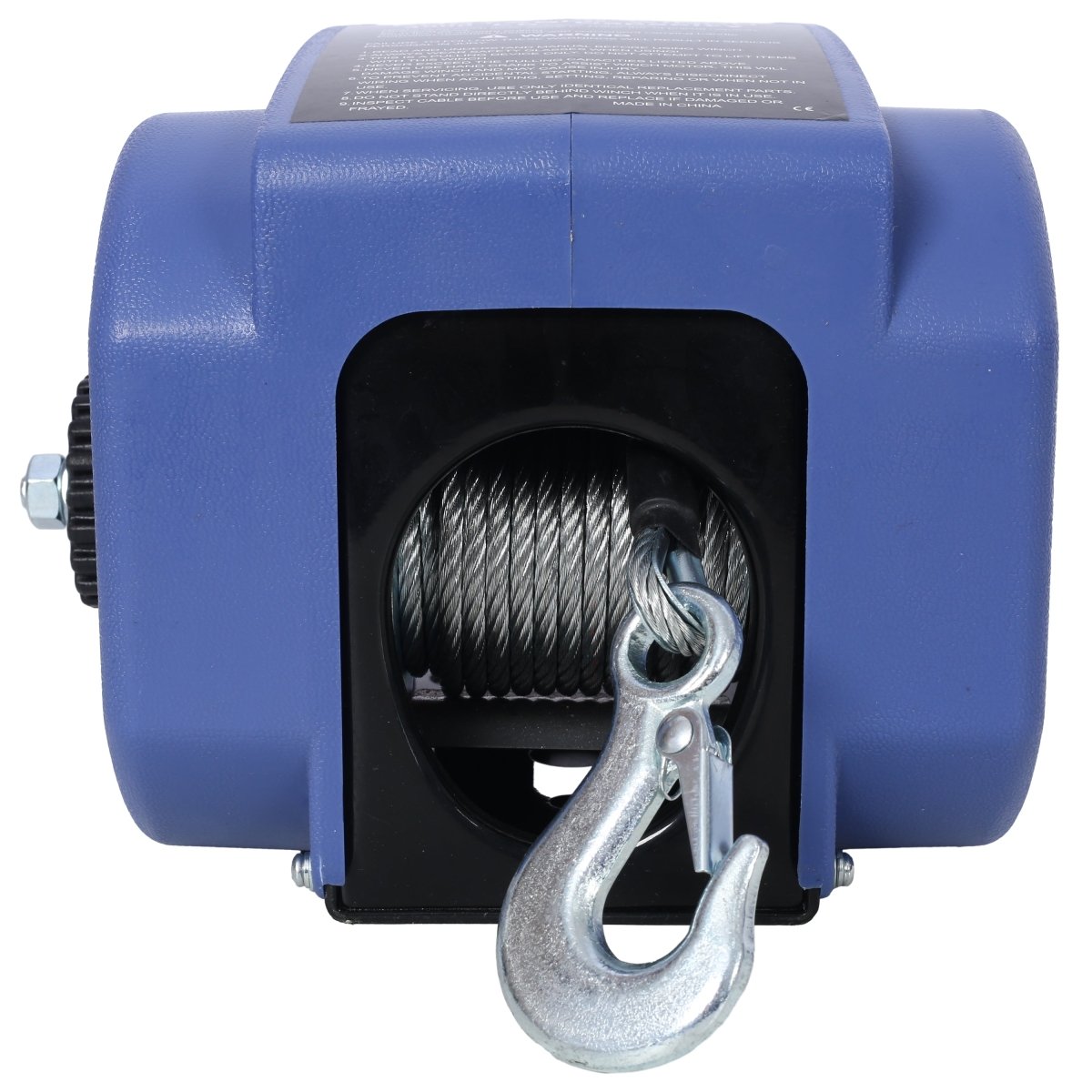 12v Trailer Winch,Reversible Electric Winch, for Boats up to 6000 lbs.Galvanized Wire Rope,with extra pulley hook,power in and power out,with manual function.blue plastic casing - HomeDIYer