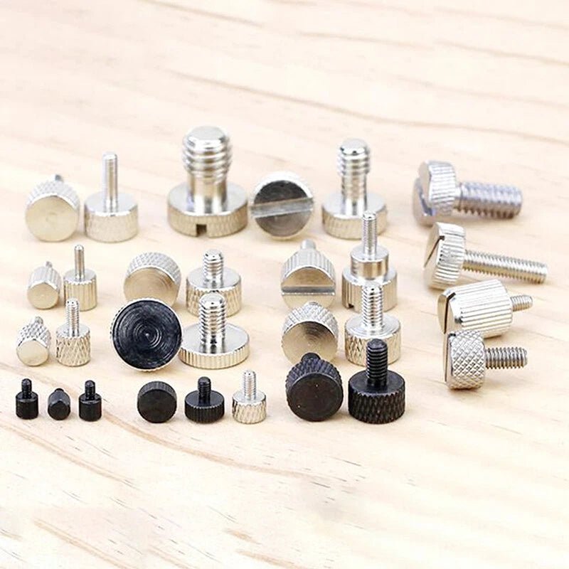 Knurled Thumb Screws Carbon Steel Round Hand Grip Knob Bolts M3 M4 Black Silver - HomeDIYer
