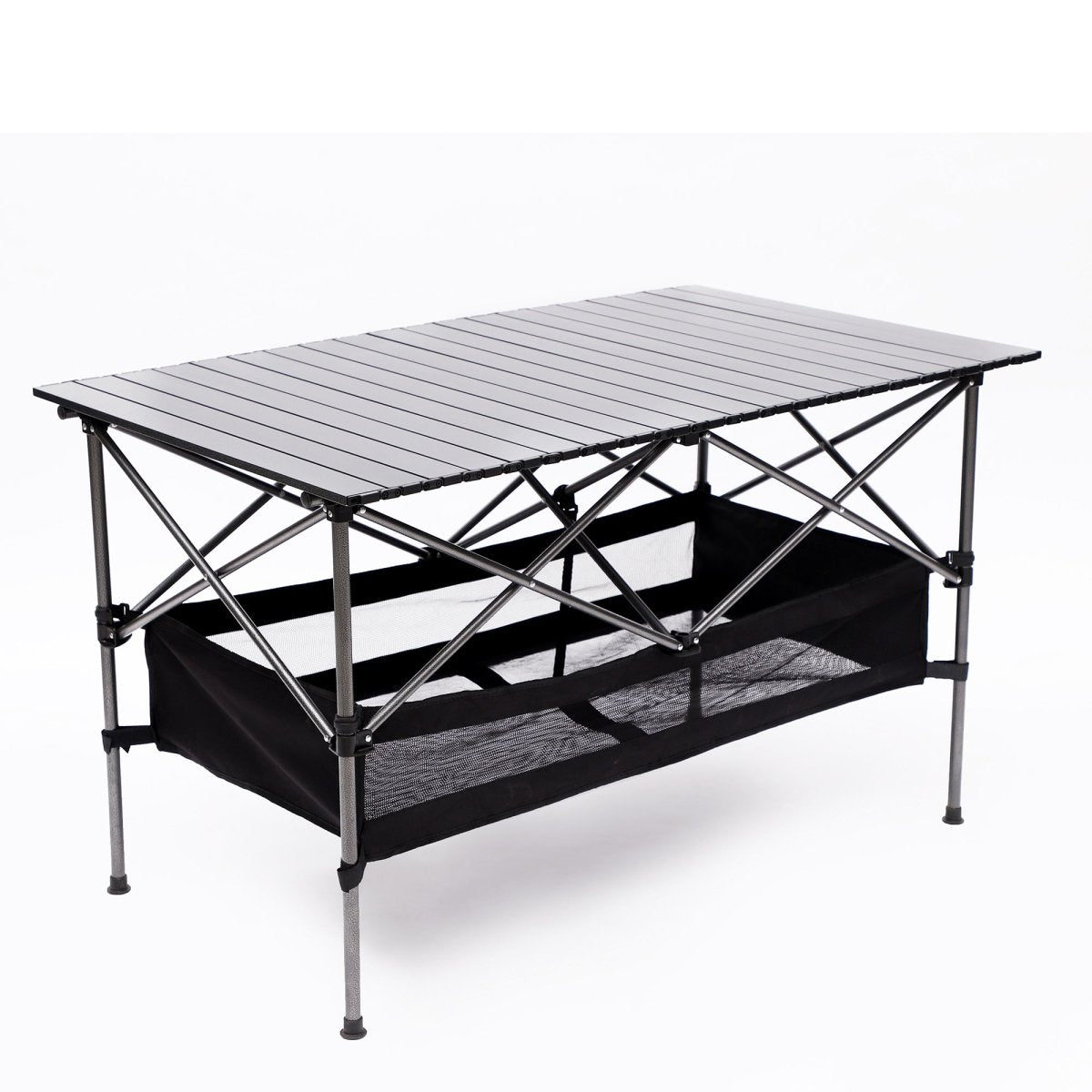 1 - piece Folding Outdoor Table with Carrying Bag,Lightweight Aluminum Roll - up Rectangular Table for indoor, Outdoor Camping, Picnics,Beach,Backyard, BBQ, Party, Patio, 46.46X27.56X27.56in ,Black - HomeDIYer