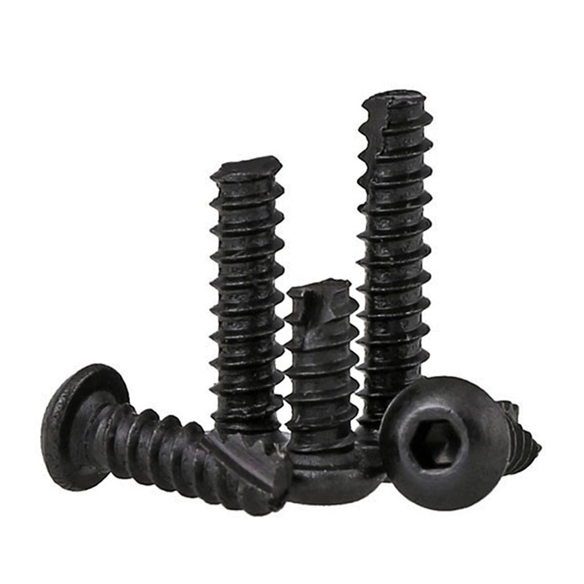 M2 M2.6 PB Round Head Socket Cap Self Tapping Screws – Grade 8.8 Carbon Steel, Black