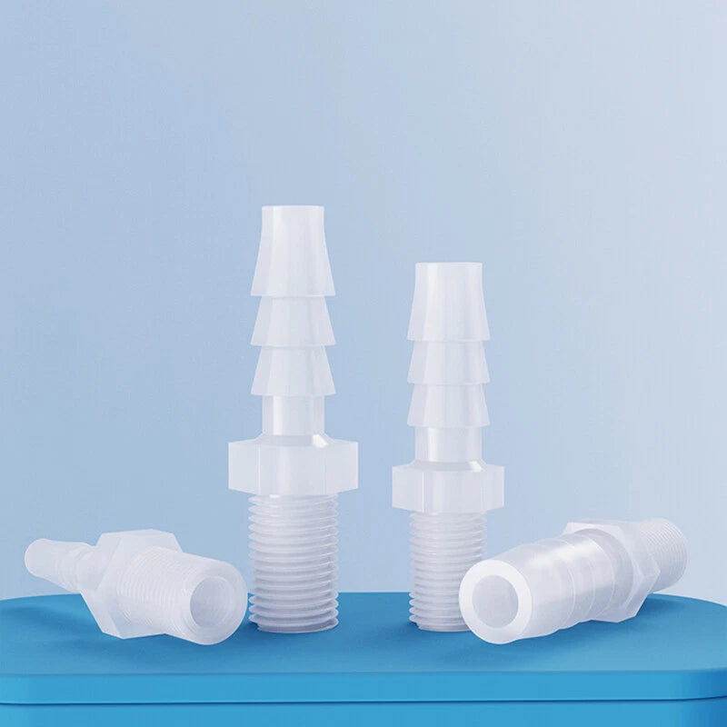 BSP Metric Male Thread Plastic Hose Connector — Straight Barbed Joiner (PP/PE, 1/8" to 3/4")