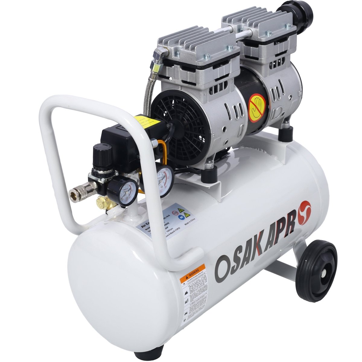 1.5HP Silent Oil - Free Air Compressor 8 Gallon, Oil - Free, Electric Shop Air Compressor Portable,Lightweight with Wheels, 70 dBA Noise Level, with Automatic Drain Valve,Light Gray - HomeDIYer