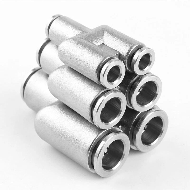 304 Stainless Steel Y-Type Push-to-Connect Pneumatic Fittings — Equal Connector 4mm–12mm