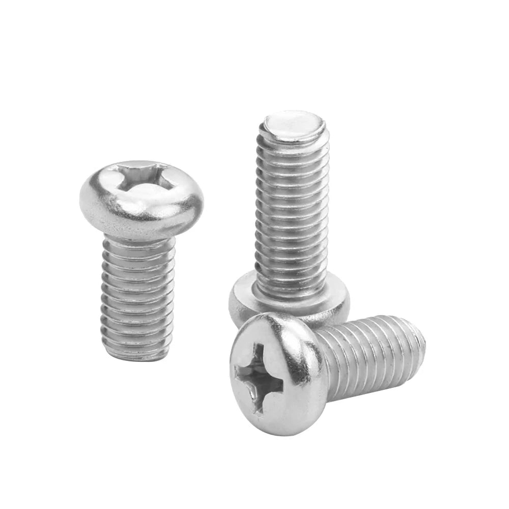 Pozi Pan Head Machine Screws – A2 Stainless Steel, M3 M4 M5 M8, Pozidriv Drive, Fully Threaded