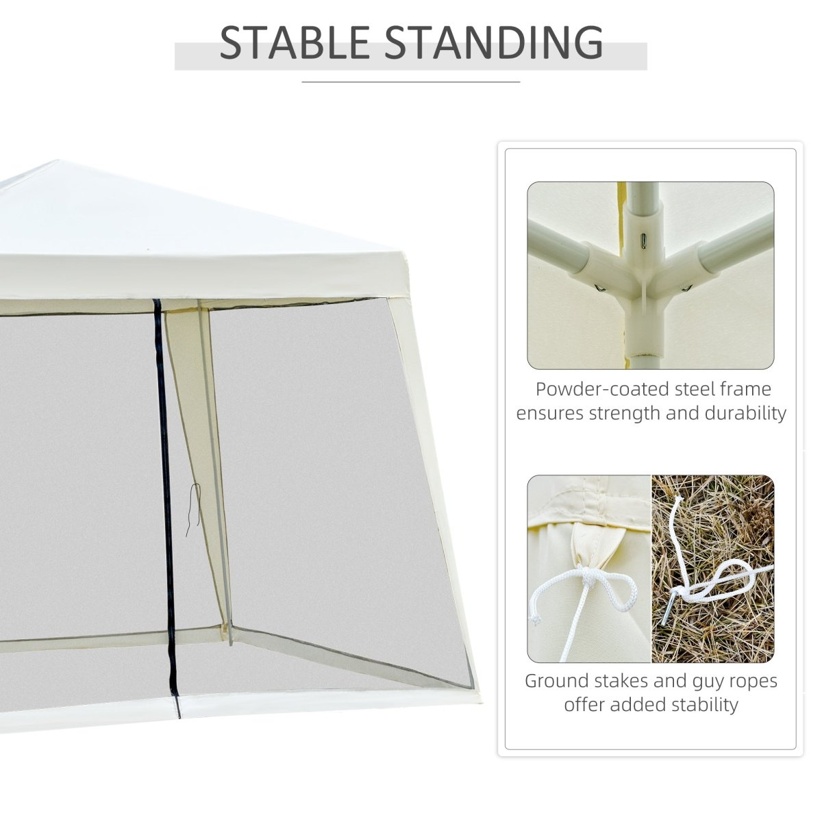Outsunny 10'x10' Outdoor Canopy Tent, Slant Leg Sun Shelter with Mesh Sidewalls, Patio Tents for Parties, Cream White - HomeDIYer