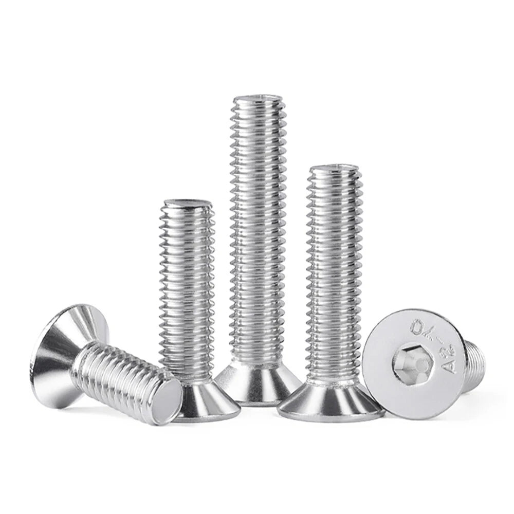 M1.6-M16 A2 Stainless Steel Hex Socket Countersunk Flat Head Screws | 10 PCS