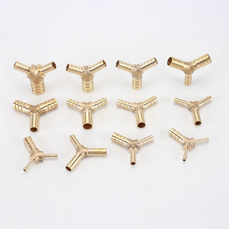 Brass Hose Tail Y-Piece Reducer Connector — Air Water Gas Fuel Pipe Fitting