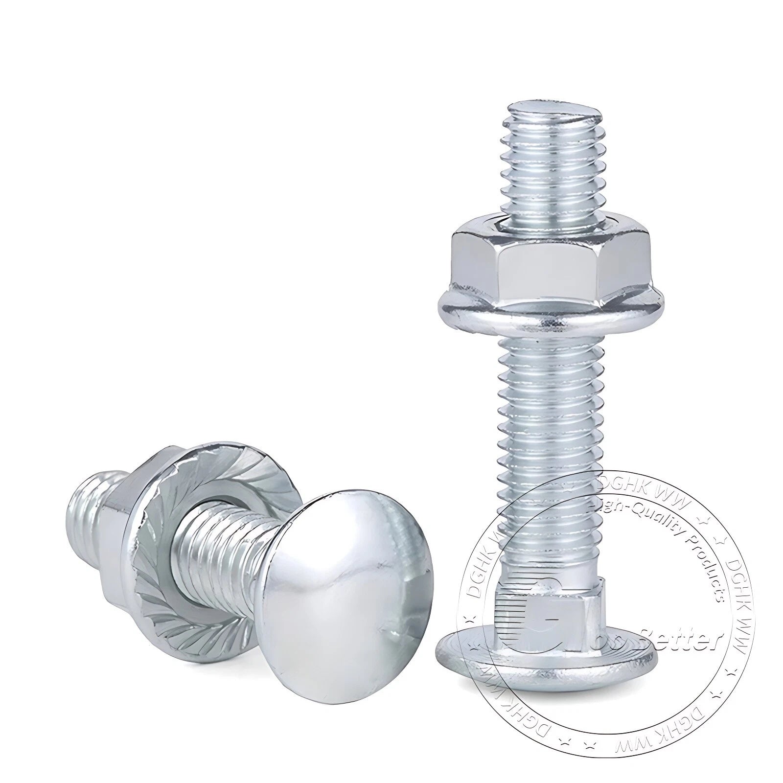 Cup Square Carriage Bolts with Hex Nut — Zinc Plated, M4 to M12