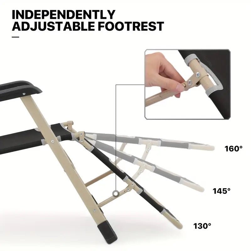 Foldable Black Recliner for Camping Beach Outdoor - HomeDIYer