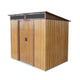 6x5 FT Metal Storage Shed Sliding Lockable Doors Transparent Panel Aluminum Frame Coffee