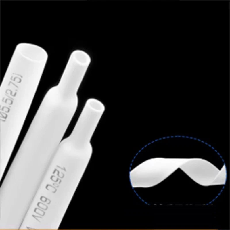 White Heat Shrink Tubing 2:1 Ratio | 0.8mm–80mm | Electrical Cable Sleeving