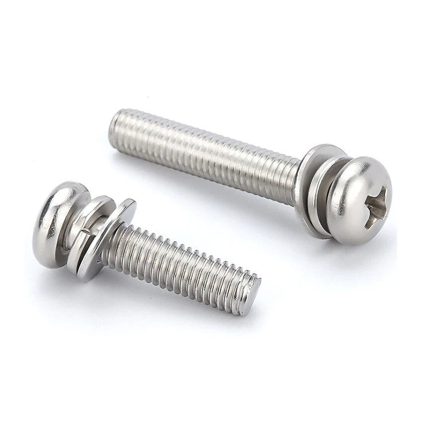 M2 M3 M4 M5 M6 M8 Pan Head Machine Screws with Washers – A2 Stainless Steel (Metric, 5–60mm)