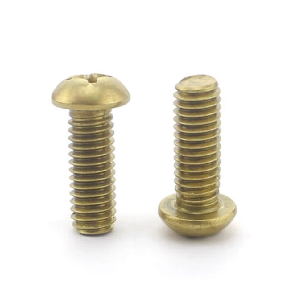 Solid Brass M4 x 12mm Round Head Phillips Machine Screws – GB/T818, Fully Threaded