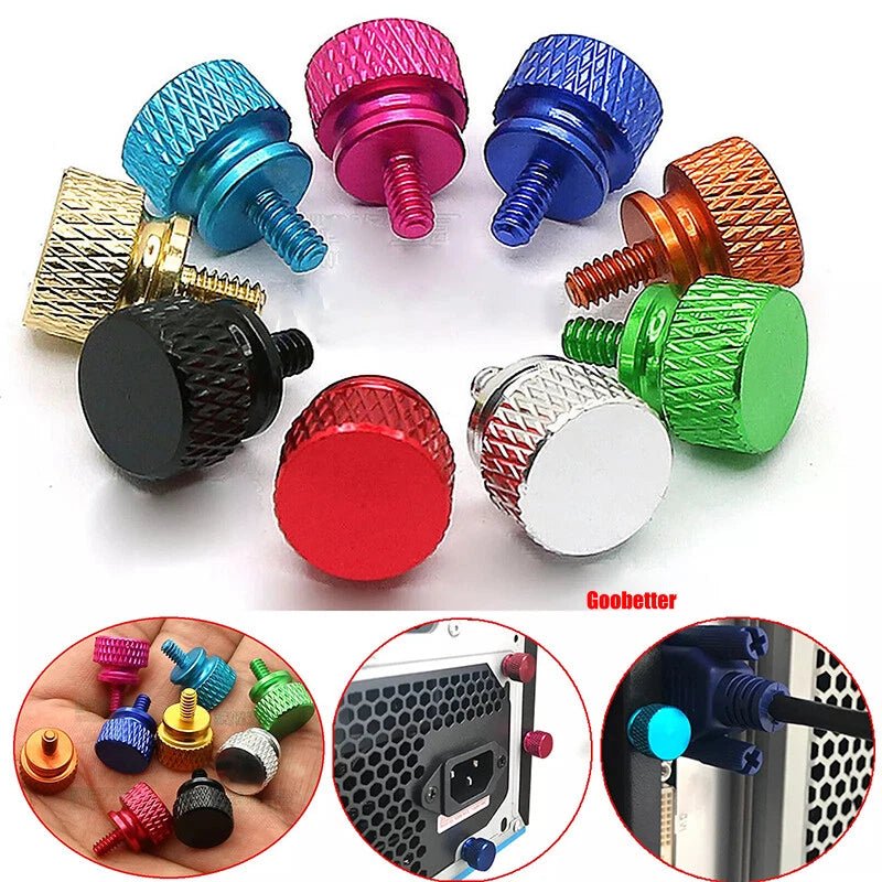 632×6 Color Knurled Thumb Screws – Aluminum Hand Grip Knob Bolts for PC Computer Case (12 Colors) - HomeDIYer