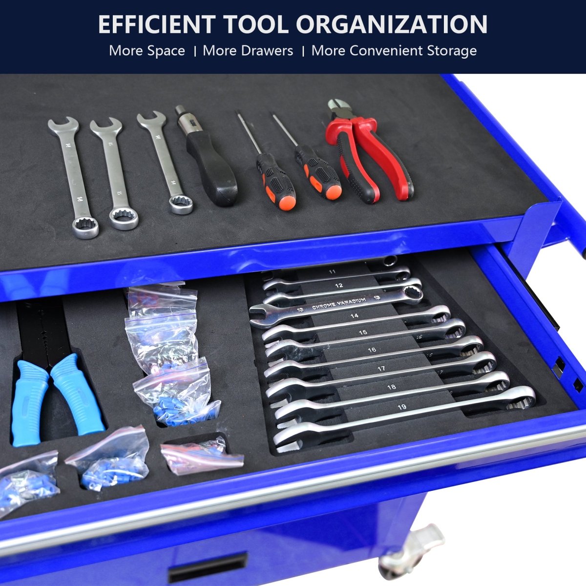 4 Drawers Multifunctional Tool Cart With Wheels - Blue - HomeDIYer