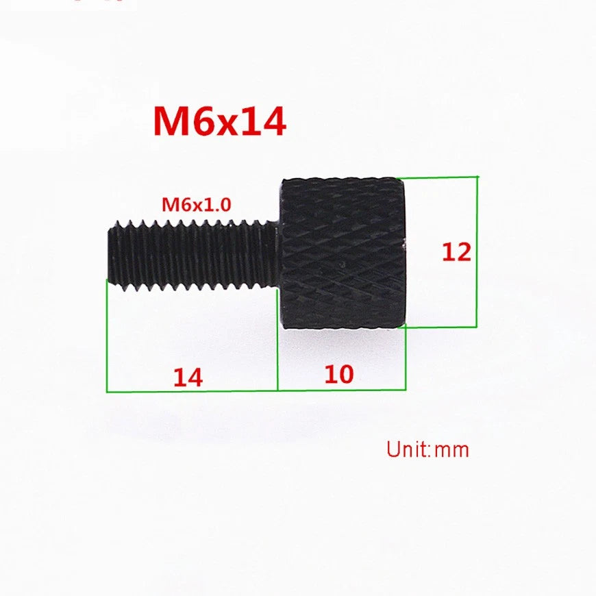 M6x14 Aluminium Anodised Black Bolts Knurled Flat Head Thumb Screws PC Case