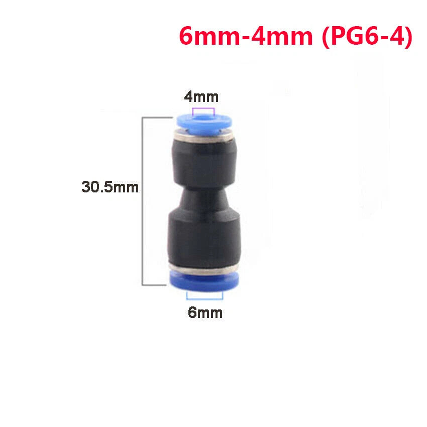 Reducer Straight Push-In Fittings | Pneumatic Tube Connector 4mm–16mm