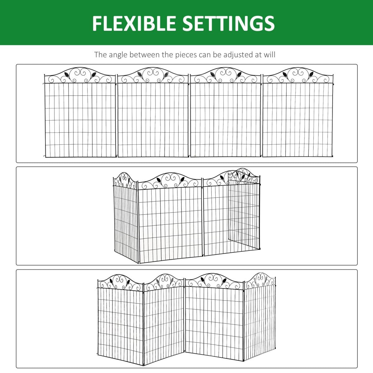 Outsunny 4 - Pack Decorative Garden Fence Panels | 44" Steel Border Fence - HomeDIYer
