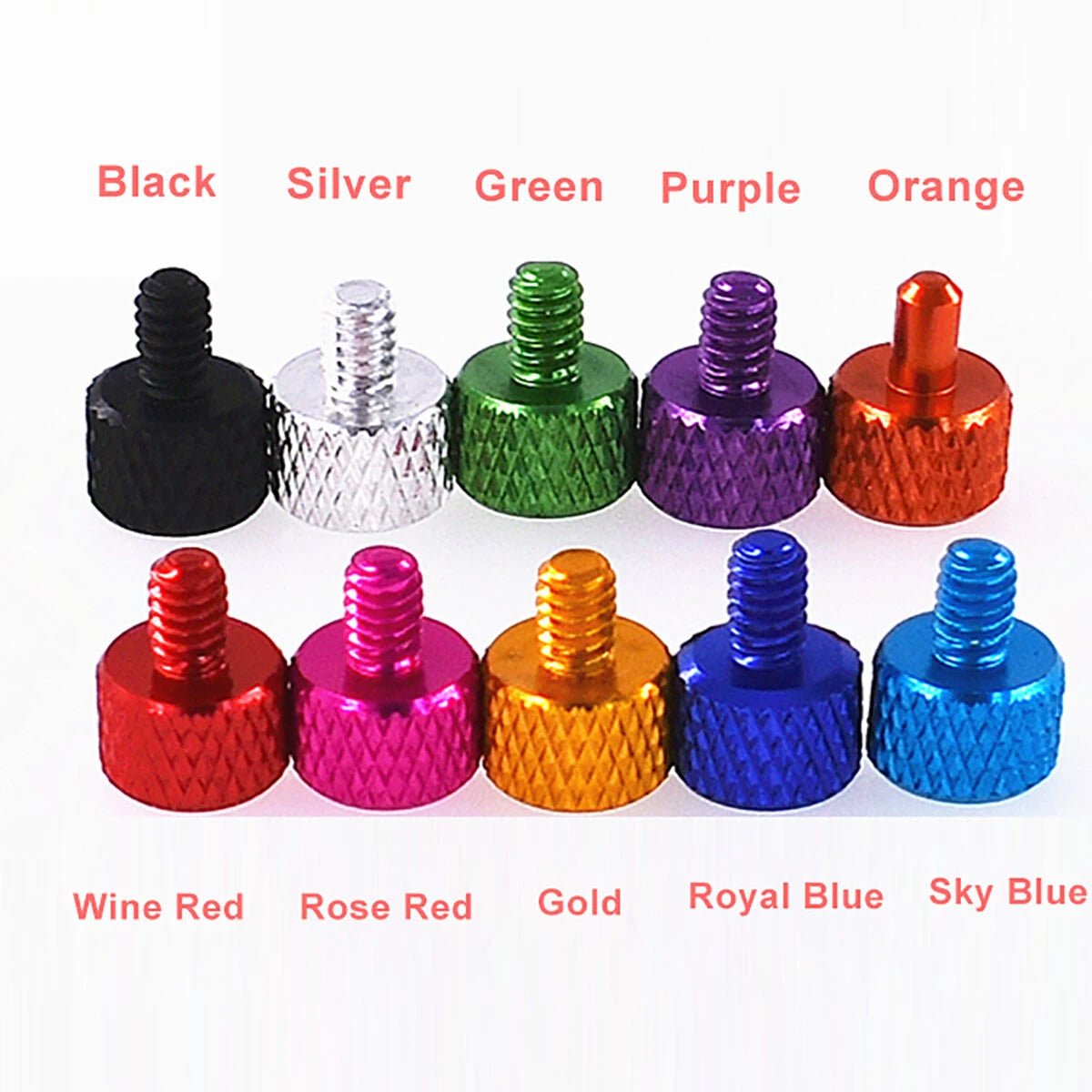 M3 x 4mm Aluminum Anodized Knurled Thumb Screws – PC Case Hand Grip Knob Bolts (5mm Head, 10 Colors) - HomeDIYer