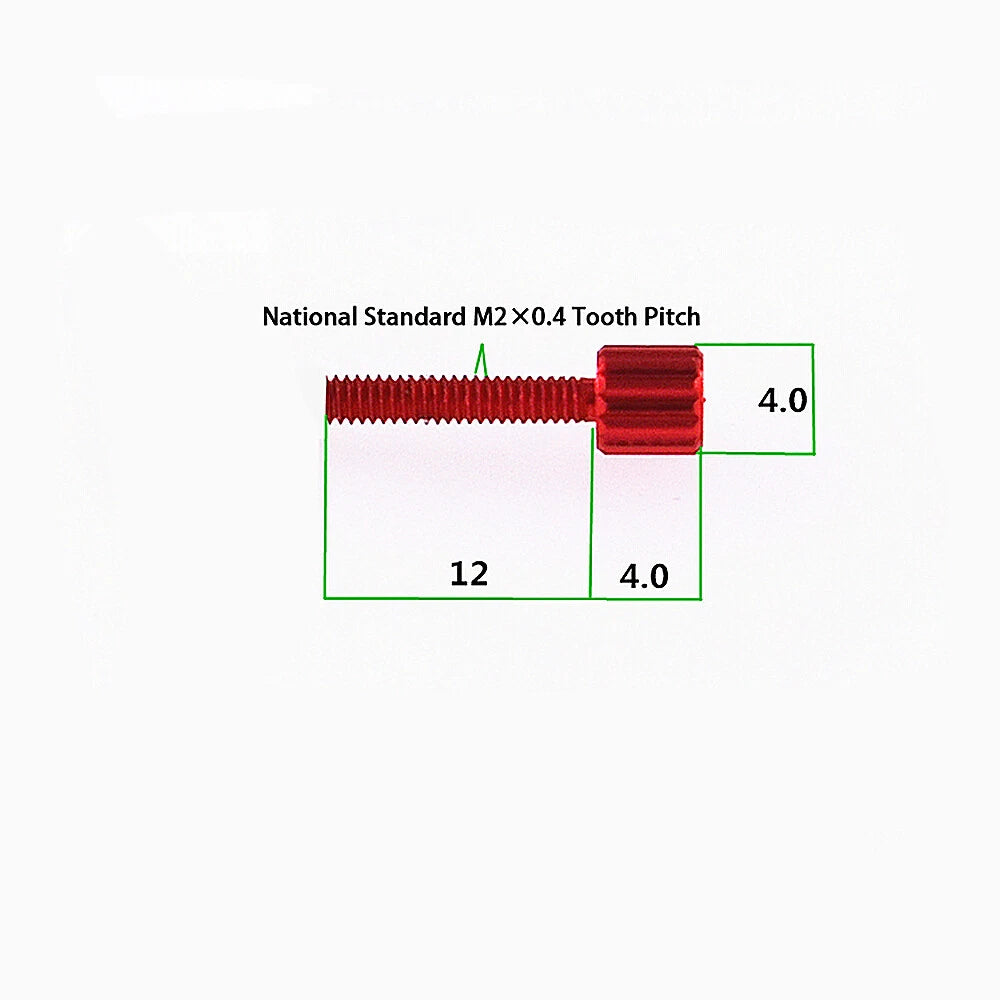 M2×12mm Aluminum Knurled Thumb Screws — Flat Head, 10 Colors, Computer & DIY