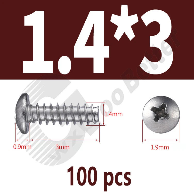 Pan Head Sheet Metal Screws Metric M1~M6 A2 Stainless Steel Sheet Metal Screws