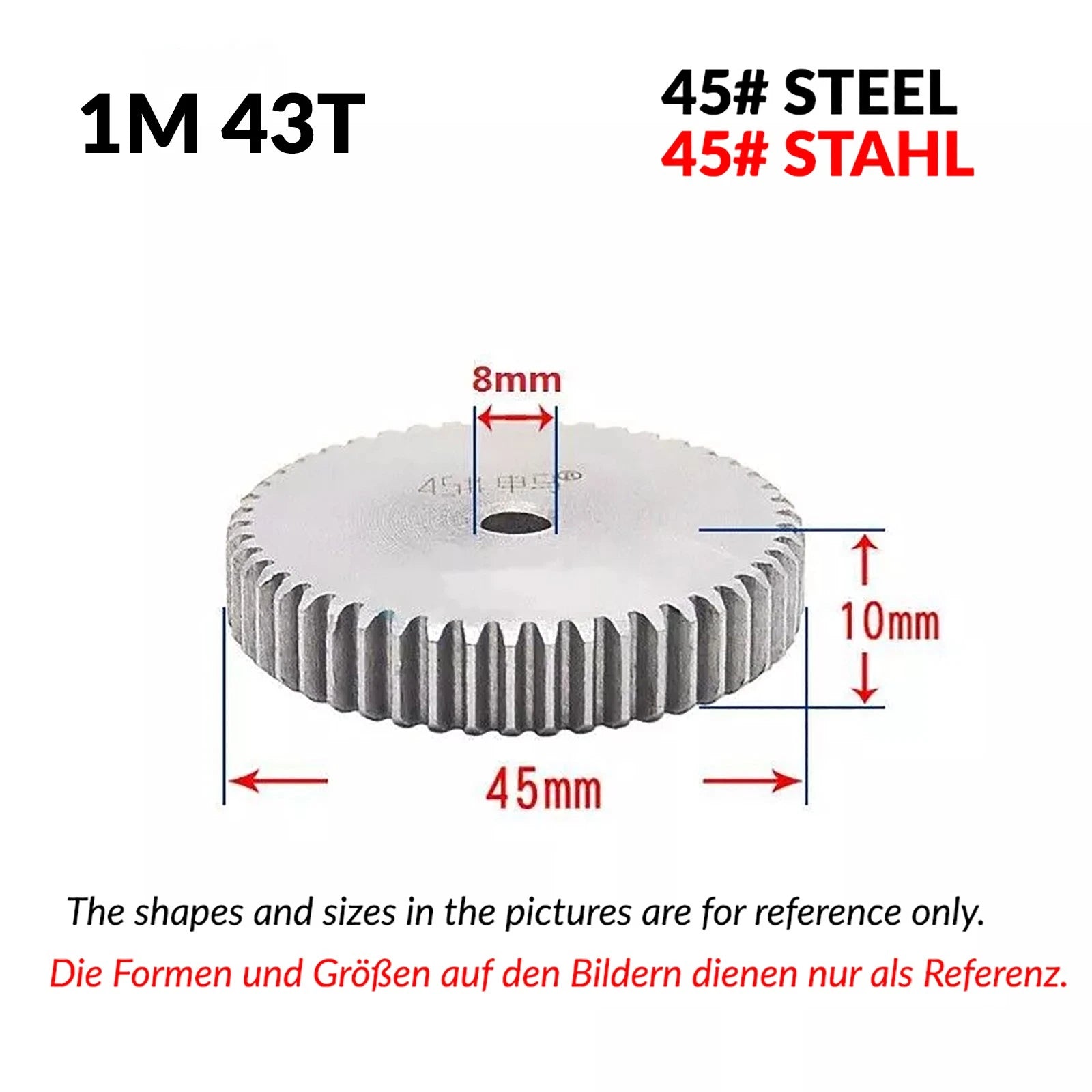 1/1.5/2 Mod 12T-150T Spur Gear 45# Steel Pinion Gear Thickn10-20mm Transmission