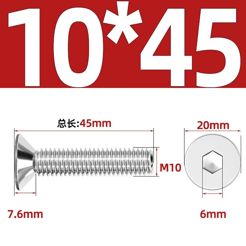 Countersunk Hex Socket Screws – A2 Stainless Steel, M2 to M16, DIN 7991, Fully Threaded
