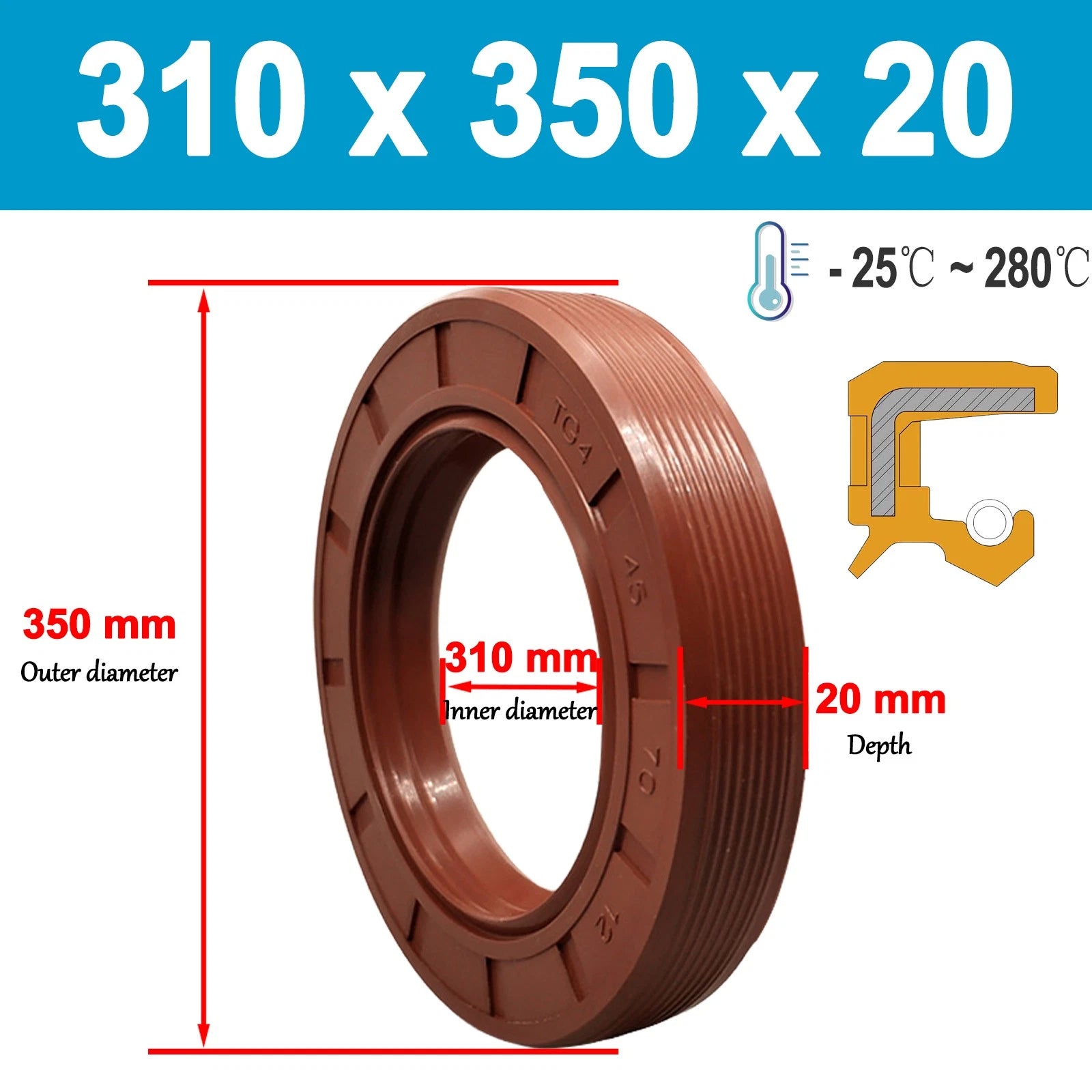 Metric Oil Shaft Seal 200mm - 250mm Dust Grease Seal TC Double Lip w  Spring