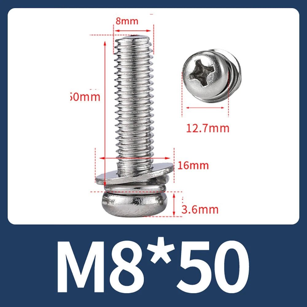 M2–M10 Phillips Button Head Machine Screws — 304 Stainless Steel - HomeDIYer
