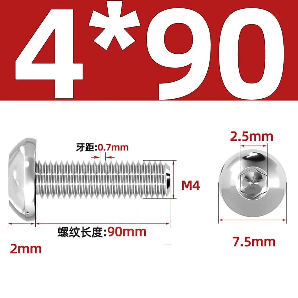 M1.6–M5 A2 Stainless Steel Button Head Socket Cap Screws – Round Pan Head, Hex Drive, Fully Threaded