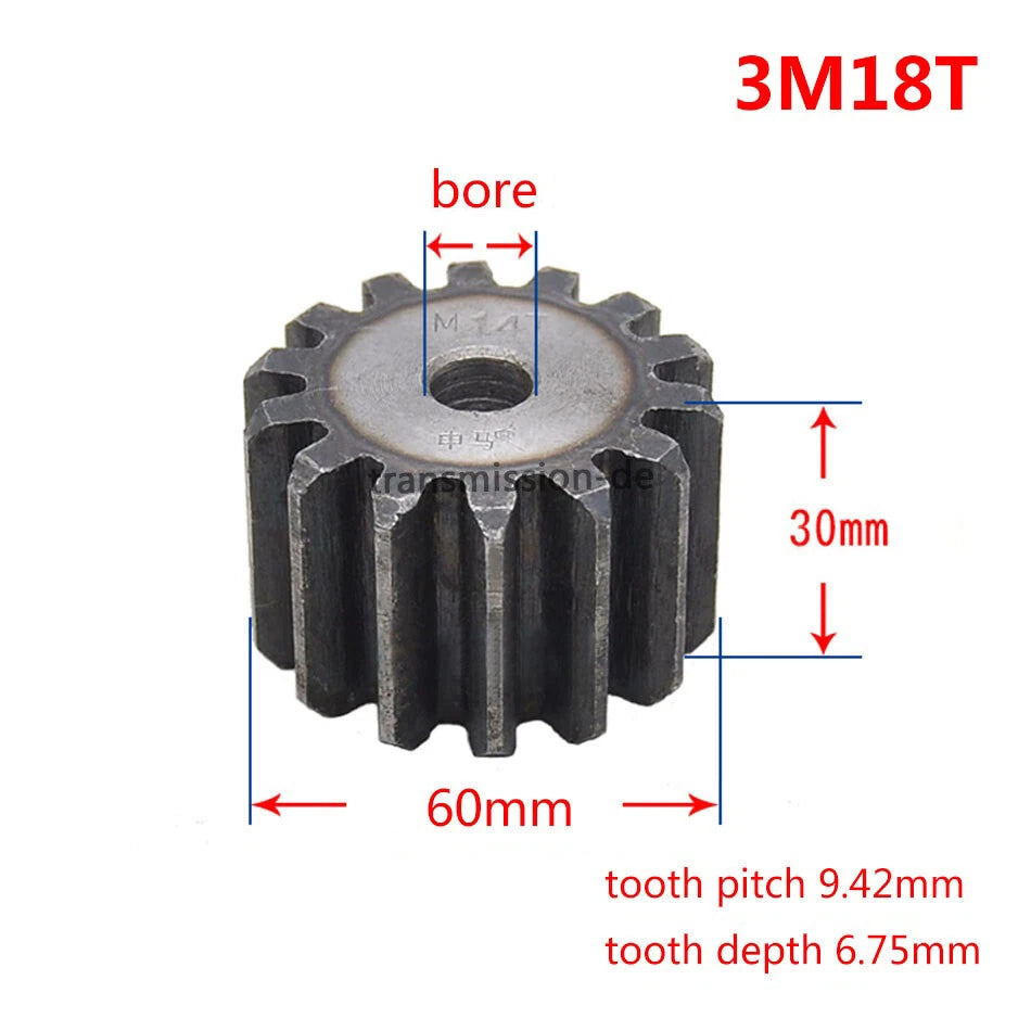 Mod 2/2.5/3/4/5 Spur Gear 10T-63T 45# Steel Pinion Gear Metal Gear Thick 20-40mm