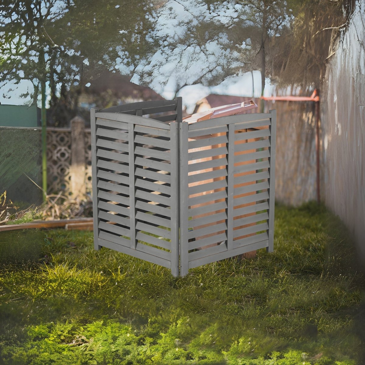 3 - Panel Outdoor Privacy Screen for AC Units | Solid Wood Ventilated Fence 32"x38" - HomeDIYer
