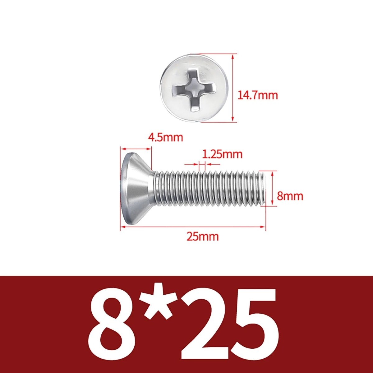 M3–M10 Phillips Countersunk Machine Screws – A2 Stainless Steel, Flat Head, Fully Threaded (3–100mm Overall Length) - HomeDIYer