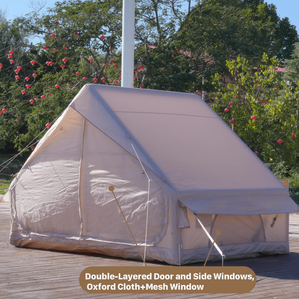 Inflatable Tent With Pump,Glamping Tents For 4 - 6 Person, Easy Setup 4 Season Waterproof Outdoor Tent,Waterproof Luxury Glamping Tent with 12 Mesh Window - HomeDIYer