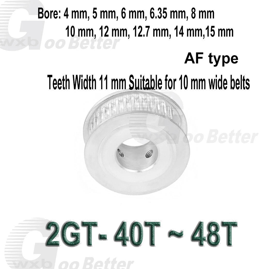 Timing Pulley GT2 Pulley AF-type 40~48 Teeth Bore=4mm~15mm Tooth width=11mm