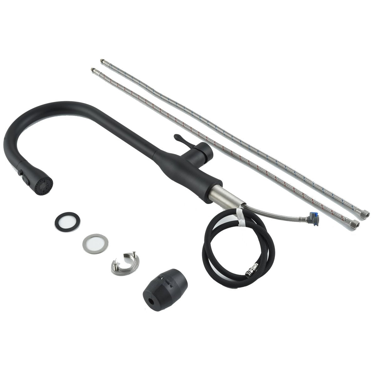 Pull - Down Single Handle Kitchen Faucet in Matte Black - HomeDIYer