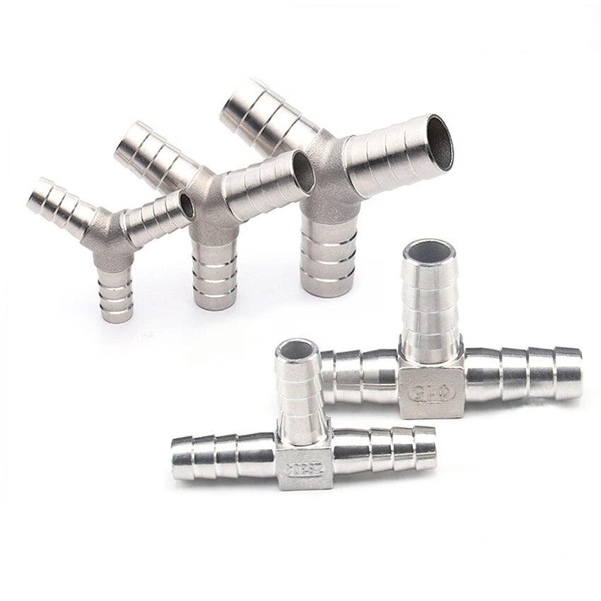 Stainless Steel Barbed Tee & Y Hose Fitting — T-Type & Y-Type, Φ6mm–Φ25mm