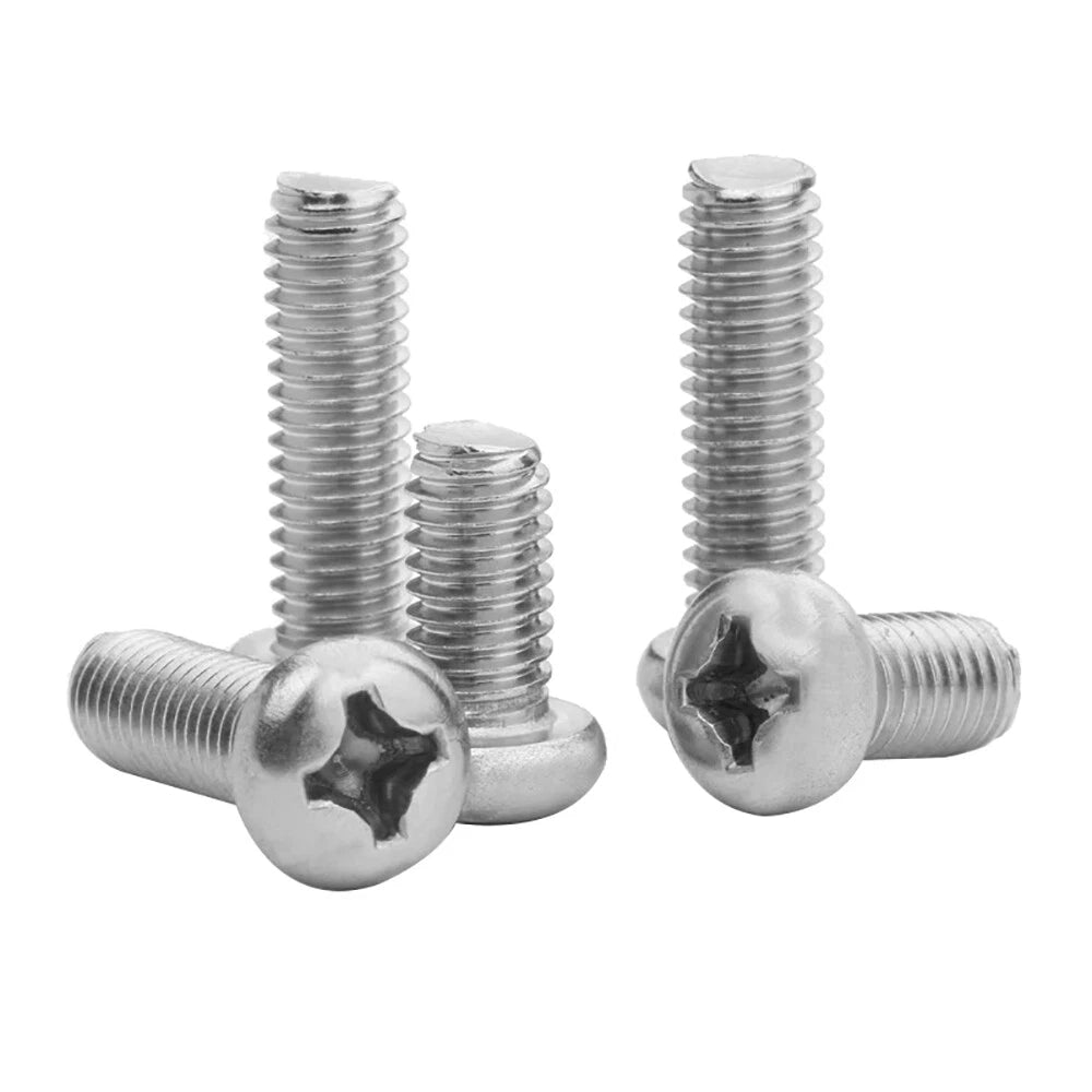 Pozi Pan Head Machine Screws – A2 Stainless Steel, M3 M4 M5 M8, Pozidriv Drive, Fully Threaded