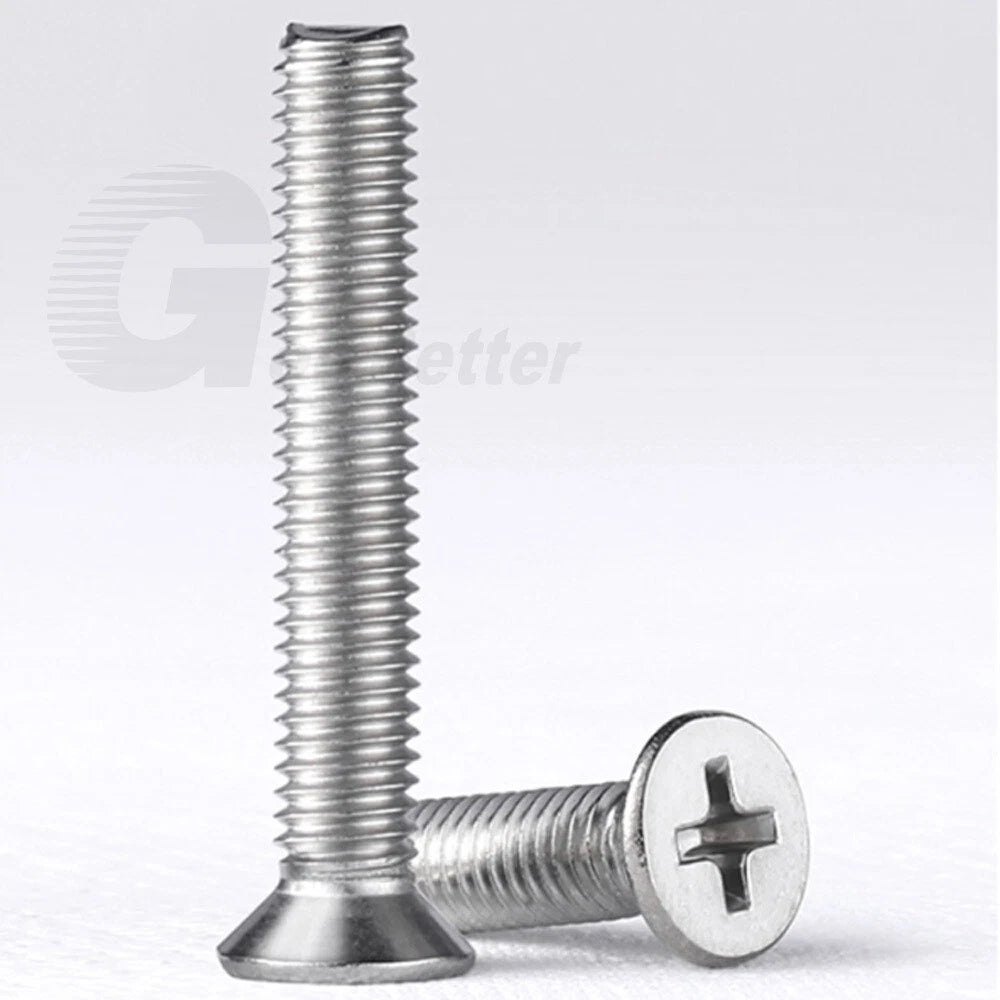 M1–M3.5 Phillips Countersunk Machine Screws – 304 Stainless Steel, Fully Threaded (3–120mm Overall Length) - HomeDIYer