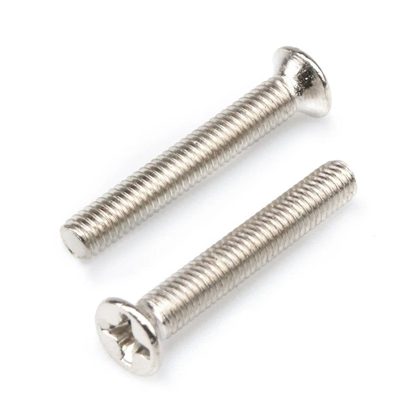 M3 Countersunk Phillips Machine Screws – Nickel Plated Carbon Steel, Fully Threaded (5–30mm)