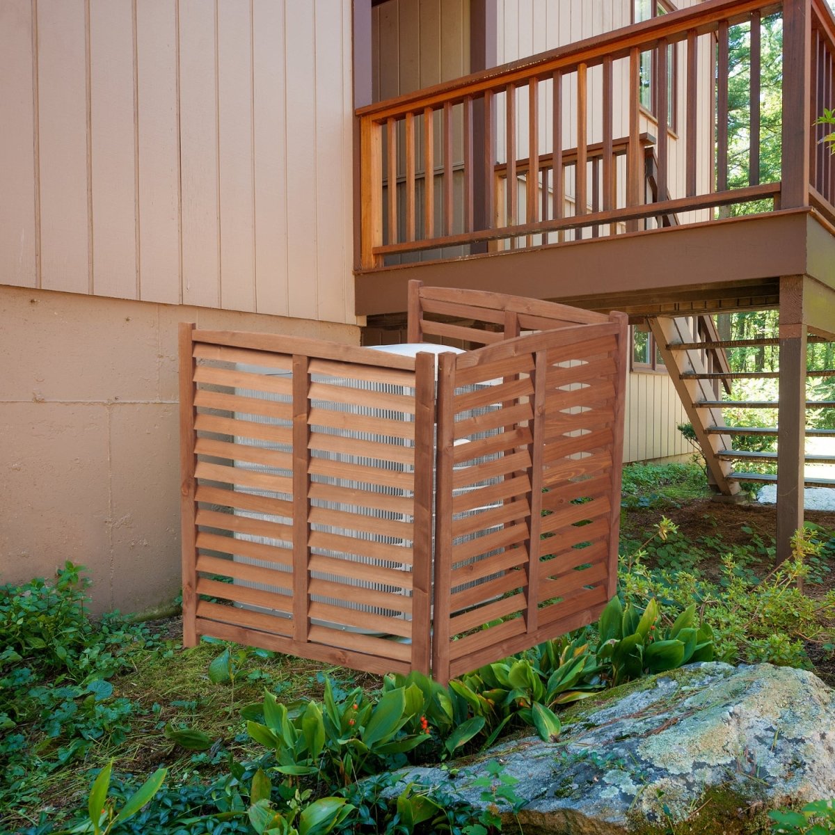 3 - Panel Cedar Privacy Screen for AC Units | 32"x38" Ventilated Outdoor Fence - HomeDIYer