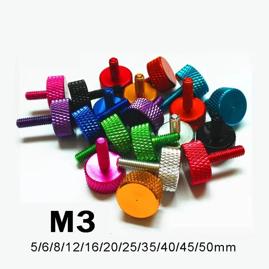 M3*5/6/8/12/20/25/35/40/50mm Aluminum Alloy Bolts Knurled Flat Head Thumb Screws