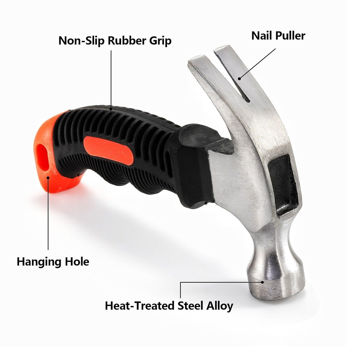 Mini Claw Hammer with Soft Rubber, Stubby Hammer, Camping Hammer, for DIY, General Household Projects - HomeDIYer