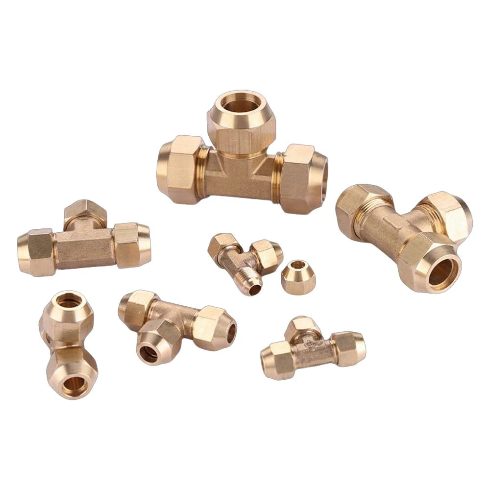 Brass Compression Tee Fitting — Male T-Piece Connector for Copper & Plastic Pipe