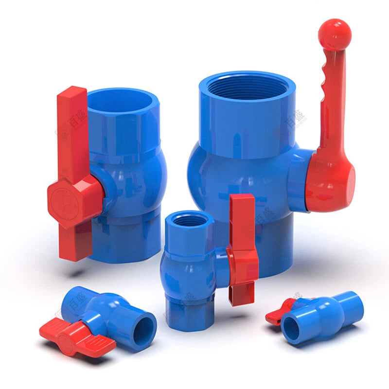 PVC Pipe Fittings 20mm-110mm Ball Valve Socket Solvent Weld-Female Thread Blue